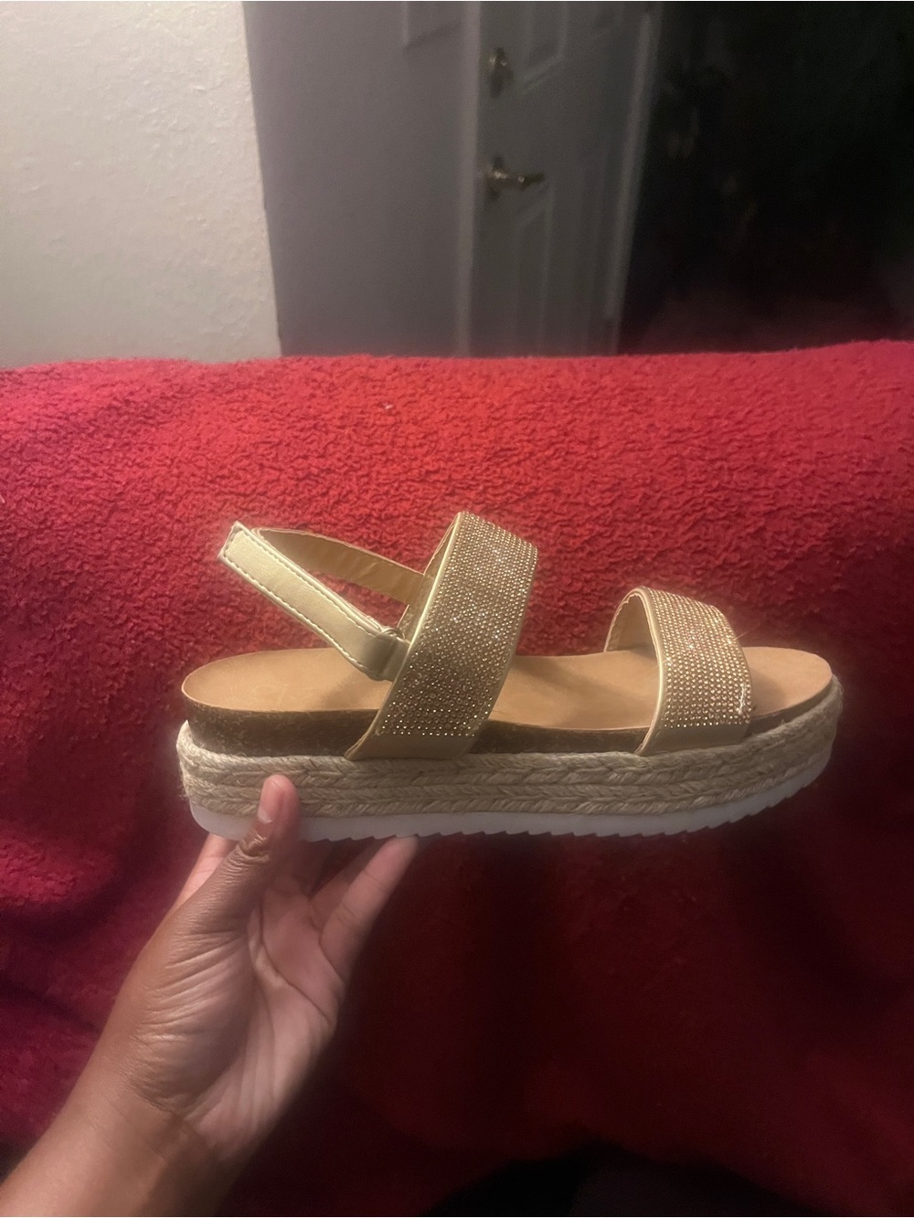 Gold Platform Espadrille Sandals - Women's Fashion Sandals